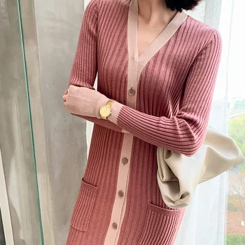 2020 Spring New Sweater Women's Self-Cultivation V-Neck Stitching Cardigan Pumping Was Thin Knitting Base Long Sweater Sexy
2020 Spring New Sweater Women's Self-Cultivation V-Neck Stitching Cardigan Pumping Was Thin Knitting Base Long Sweater Sexy