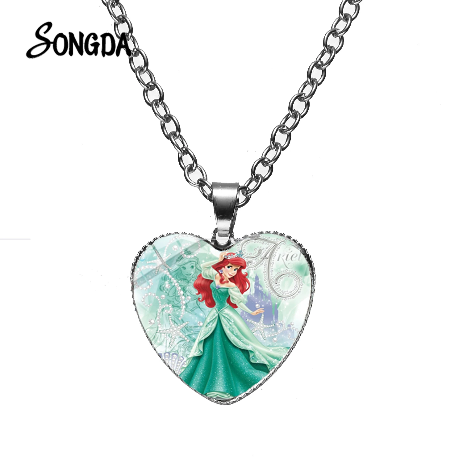 SONGDA Newest Princess Mermaid Heart Necklace Beauty Jasmine and Snow White Movie Princess Theme Pendant Girl Cartoon Long Chain 
SONGDA Newest Princess Mermaid Heart Necklace Beauty Jasmine and Snow White Movie Princess Theme Pendant Girl Cartoon Long Chain