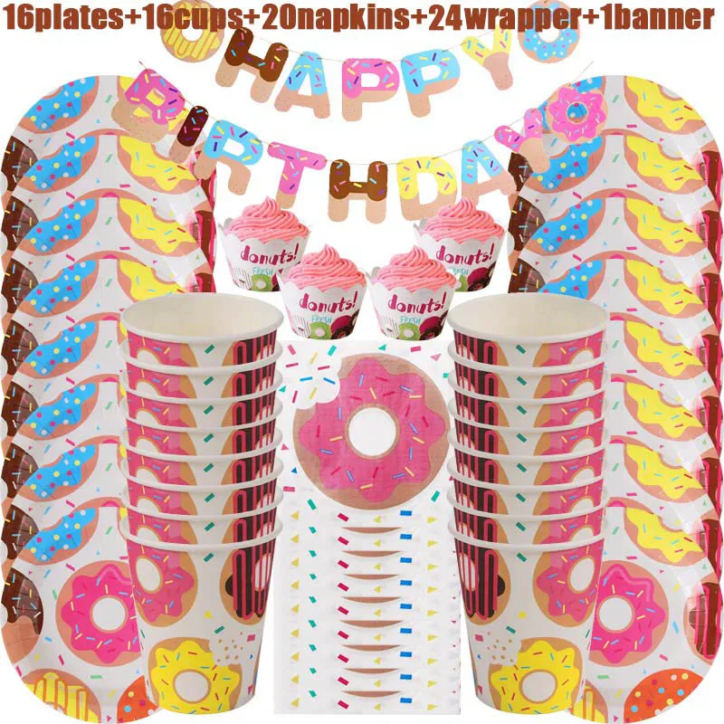 77pcs/16guest Donut Party Plate Cup Napkins Tablecloth Banner Birthday Party Disposable Tableware Set 1st Birthday Decor Supply
77pcs/16guest Donut Party Plate Cup Napkins Tablecloth Banner Birthday Party Disposable Tableware Set 1st Birthday Decor Supply