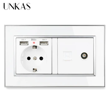 UNKAS Luxury Mirror Acrylic Panel 16A EU Standard Socket 146mm * 86mm Dual USB Charge Port + RJ45 Computer Female TV Jack Outlet
UNKAS Luxury Mirror Acrylic Panel 16A EU Standard Socket 146mm * 86mm Dual USB Charge Port + RJ45 Computer Female TV Jack Outlet