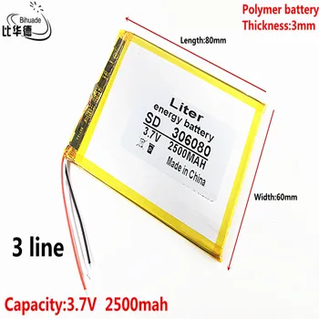 3 line 3.7V 2500mAh 306080 Lithium Polymer Li-Po li ion Rechargeable Battery cells For Mp3 MP4 MP5 GPS
3 line 3.7V 2500mAh 306080 Lithium Polymer Li-Po li ion Rechargeable Battery cells For Mp3 MP4 MP5 GPS