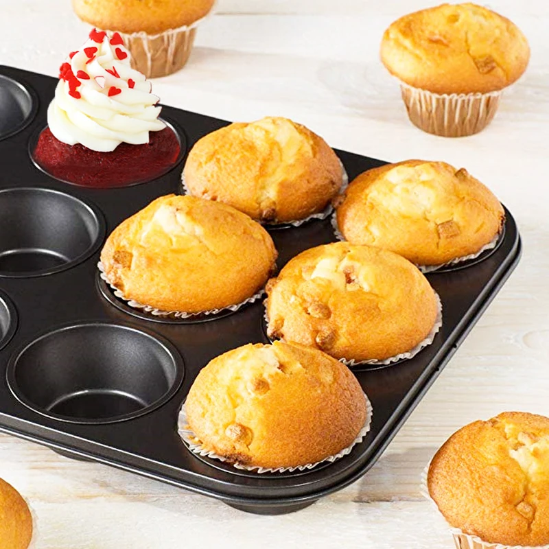 Cake Pan 12 Cups Black Baking Pan Non-stick Carbon Steel Round Cupcake Muffin Mold Tray Bakeware Biscuits Cookies Dessert Tool 
Cake Pan 12 Cups Black Baking Pan Non-stick Carbon Steel Round Cupcake Muffin Mold Tray Bakeware Biscuits Cookies Dessert Tool