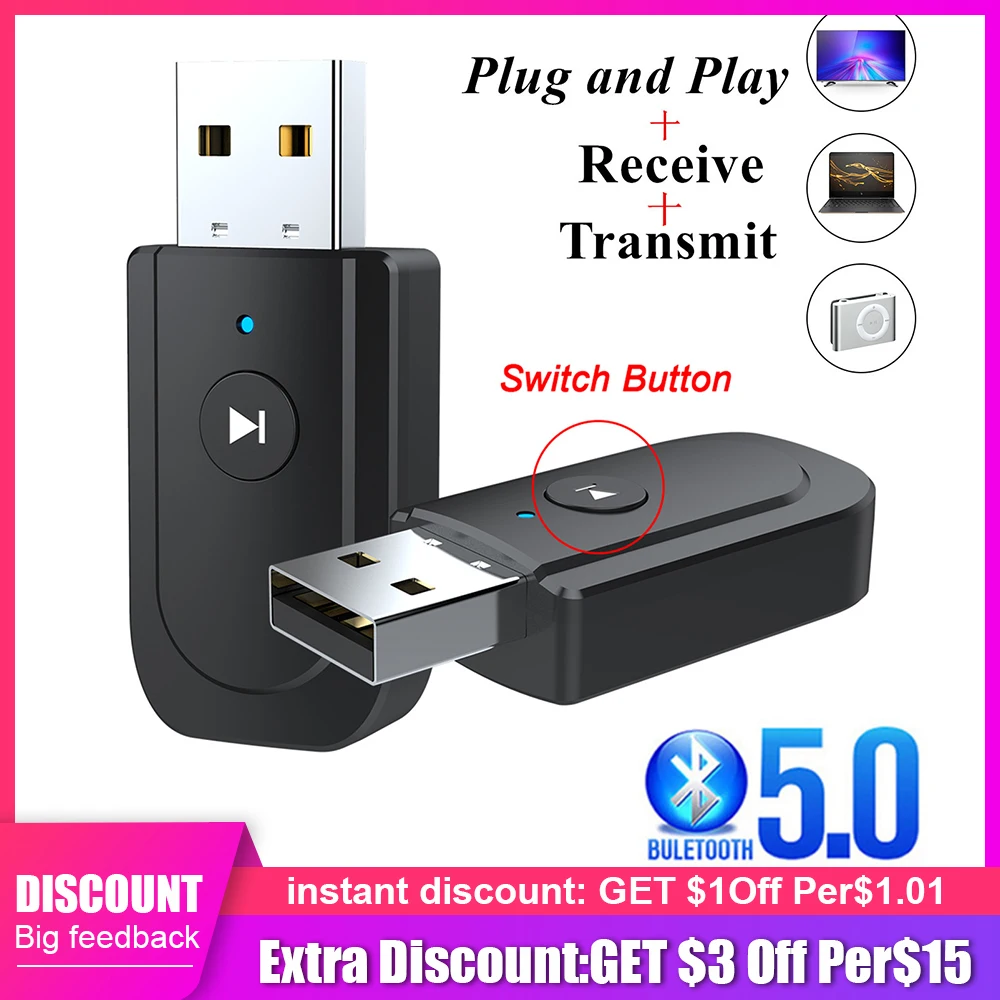 LCD Display USB Dongle Bluetooth 5.0 Audio Receiver Transmitter 3 IN1 Mini 3.5mm Jack AUX USB Wireless Adaptador for TV Car PC
LCD Display USB Dongle Bluetooth 5.0 Audio Receiver Transmitter 3 IN1 Mini 3.5mm Jack AUX USB Wireless Adaptador for TV Car PC