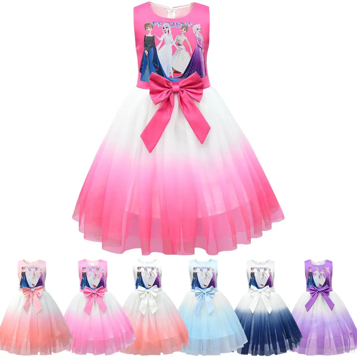 Disney Frozen New Kids Dresses for Girls Short Sleeve Dress Party Costume Summer Puffy Children Clothing | Детская одежда и обувь