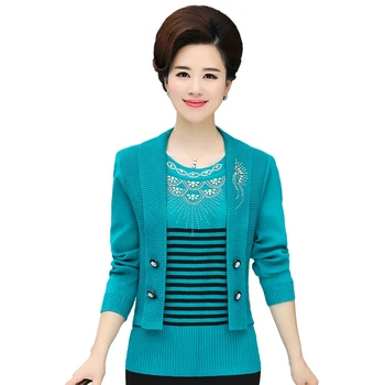 Fake Two Pieces Women Sweater Coat Fall Winter Mother Diamond Stripe Pullover Fashion Warm Knitwear Knitted Tops
Fake Two Pieces Women Sweater Coat Fall Winter Mother Diamond Stripe Pullover Fashion Warm Knitwear Knitted Tops