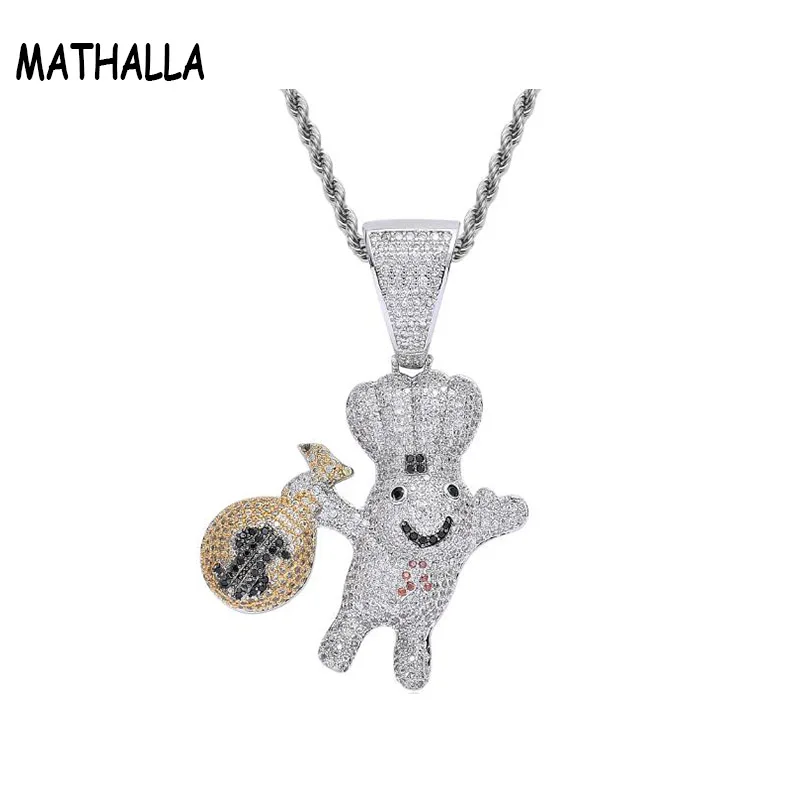 MATHALLA Hip Hop AAA CZ Zircon Paved Bling Iced Out Silver US Dollar Money Bag Purse Doll Pendants Necklace for Jewelry Gift
MATHALLA Hip Hop AAA CZ Zircon Paved Bling Iced Out Silver US Dollar Money Bag Purse Doll Pendants Necklace for Jewelry Gift