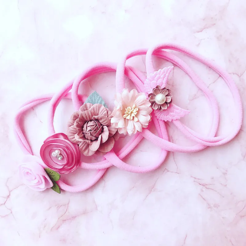 small flower baby nylon headbands newborn girls hair accessories (10)