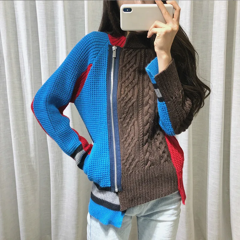 LANMREM Contrast Color Stitching Round Neck Long Sleeve Zipper Irregular Woman Sweater Casual Fashion 2019 Autumn New TV296
LANMREM Contrast Color Stitching Round Neck Long Sleeve Zipper Irregular Woman Sweater Casual Fashion 2019 Autumn New TV296