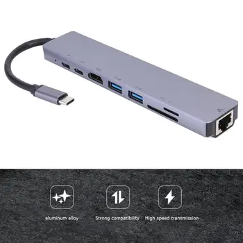 USB C Hub Multiport Adapter 8 in 1 TYPE-C HUB Gigabit LAN Docking Station U Disk/Hard Disk/Mouse Button/Memory Card/TF Adapter
USB C Hub Multiport Adapter 8 in 1 TYPE-C HUB Gigabit LAN Docking Station U Disk/Hard Disk/Mouse Button/Memory Card/TF Adapter