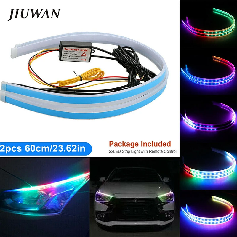 Universal Car Daytime Running Lamp Colorful LED Turn Signal Strip Remote Headlight Flexible Soft Tube Guide Strip Side Lights
Universal Car Daytime Running Lamp Colorful LED Turn Signal Strip Remote Headlight Flexible Soft Tube Guide Strip Side Lights