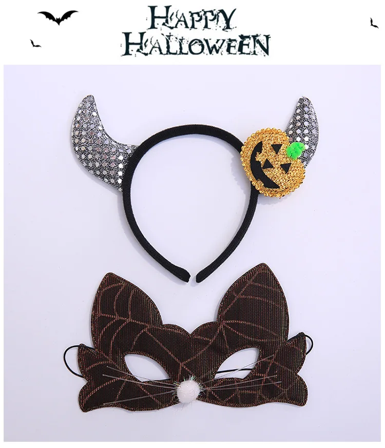 ball halloween headdress blindfold mask ox horn glasses headband