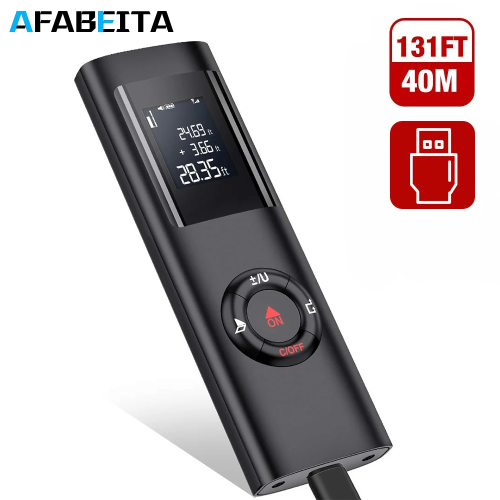 40M Laser Distance Meter USB Rechargeable M/In/Ft Rangefinder Portable Digital Distance Charging Measuring Meter
40M Laser Distance Meter USB Rechargeable M/In/Ft Rangefinder Portable Digital Distance Charging Measuring Meter