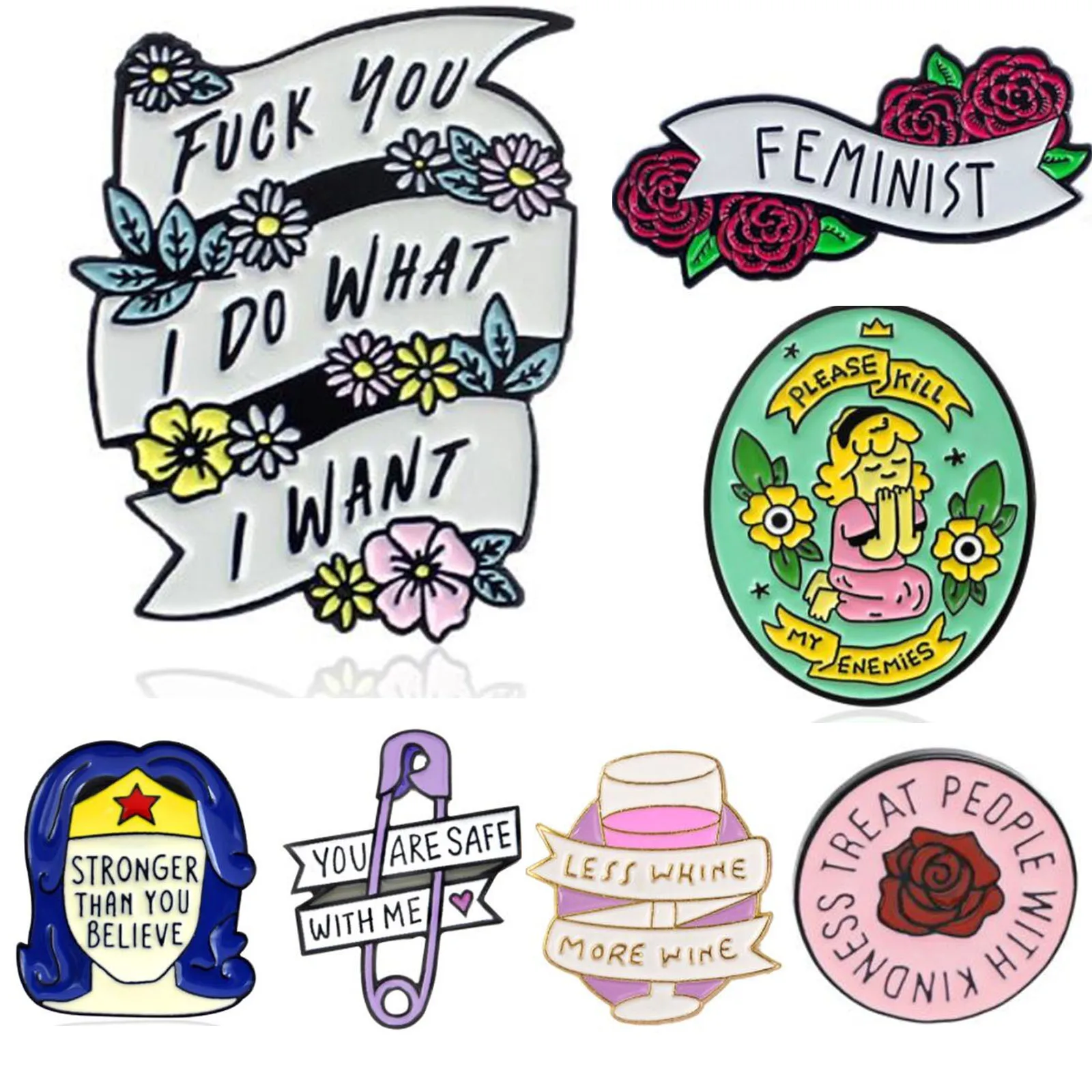 WKOUD Quote Pins Collection Feminist Super girl Power Kindness Wine Lover Inspirational Lovely Enamel Pin Badges Brooches
WKOUD Quote Pins Collection Feminist Super girl Power Kindness Wine Lover Inspirational Lovely Enamel Pin Badges Brooches