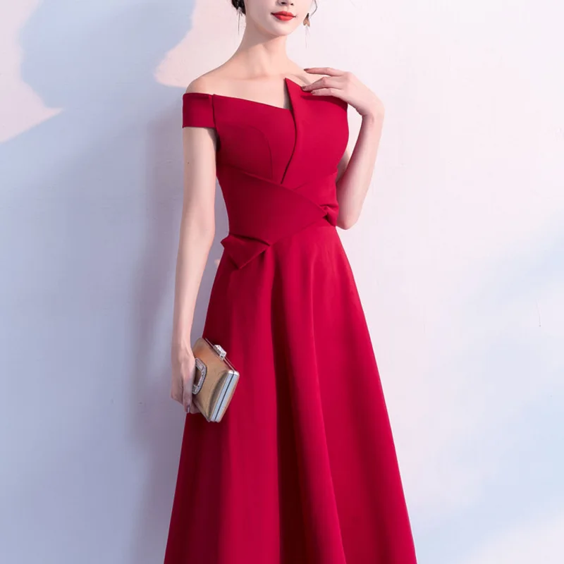 2020 Limited A Word Shoulder Satin Toast Served Dinner Spring Female Temperament To Wear Evening Dress Skirt At Ordinary Times
2020 Limited A Word Shoulder Satin Toast Served Dinner Spring Female Temperament To Wear Evening Dress Skirt At Ordinary Times