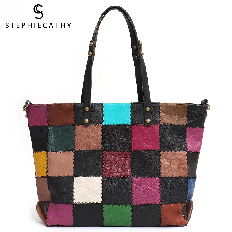 SC Retro Style Genuine Leather Tote Women Colorful Checked Pattern Shoulder Bag Ladies Leather Patchwork Handbag Femal Crossbody
SC Retro Style Genuine Leather Tote Women Colorful Checked Pattern Shoulder Bag Ladies Leather Patchwork Handbag Femal Crossbody