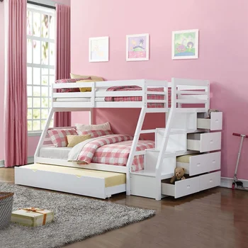 Safe and Sturdy Fashion Children Bunk Bed Food Pine Wood with Ladder Stairs Lower Storage Drawer White Armrest Bunk Bed
Safe and Sturdy Fashion Children Bunk Bed Food Pine Wood with Ladder Stairs Lower Storage Drawer White Armrest Bunk Bed