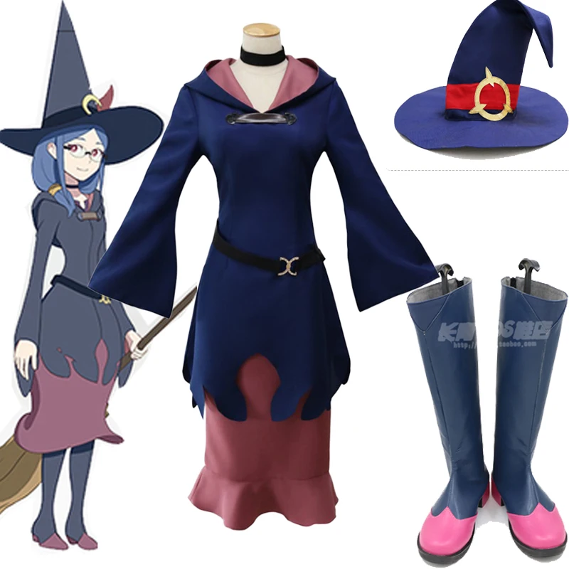 

Anime Little Witch Academia Academy Professor Ursula Cosplay Costumes Dress Uniform Hat Cosplay Shoes Boots Custom Size