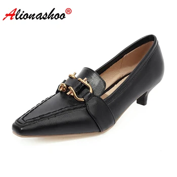 Women Pumps Shoes Pointed Toe Metal Decoration Elegant Dress Shoes For Women Basic Square Med Heels Black Large Size 34-43 
Women Pumps Shoes Pointed Toe Metal Decoration Elegant Dress Shoes For Women Basic Square Med Heels Black Large Size 34-43