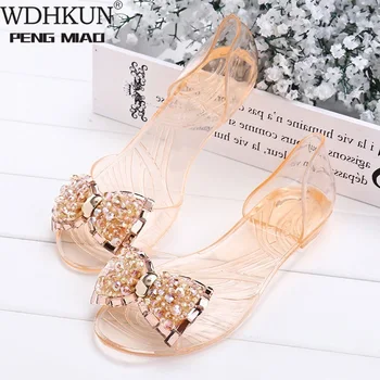 Women Crystal Sandals Bling Bowtie Transparent Jelly Female Casual Summer Open Toe Flats Fashion Beach Shoes Ladies 2020 New 
Women Crystal Sandals Bling Bowtie Transparent Jelly Female Casual Summer Open Toe Flats Fashion Beach Shoes Ladies 2020 New