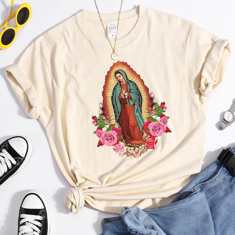 Women T-Shirts Virgin Mary Of Guadalupe Clothing Fashion Oversized Shorts Sleeve Tops Black Color Vintage Woman T Shirts
Women T-Shirts Virgin Mary Of Guadalupe Clothing Fashion Oversized Shorts Sleeve Tops Black Color Vintage Woman T Shirts