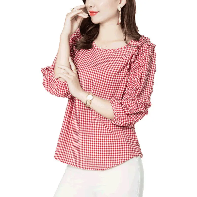 Women's Spring Autumn Style Blouse Shirt Women's O-Neck Plaid Ruffles Patchwork Elegant Casual Tops SP985
Women's Spring Autumn Style Blouse Shirt Women's O-Neck Plaid Ruffles Patchwork Elegant Casual Tops SP985