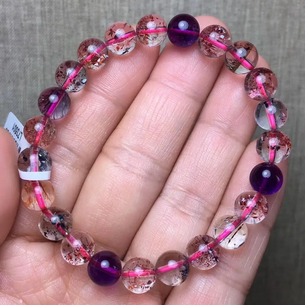 Top 8mm Natural Lepidocrocite Rutilated Bracelet For Woman Lady Super Seven Melody Crystal Stretch Round Beads Jewelry AAAAAA