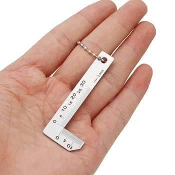 

0-30mm Metric 0.5mm Accuracy Tools Square Ruler Mini Portable With Lanyard Practical Silver Stainless Steel Chamfering Measuring