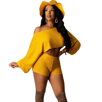 Knit 2 Piece Outfits for Women Fall Clothes Sweater Long Sleeve Loose Crop Top and Biker Shorts Two Piece Set Conjunto Feminino
Knit 2 Piece Outfits for Women Fall Clothes Sweater Long Sleeve Loose Crop Top and Biker Shorts Two Piece Set Conjunto Feminino