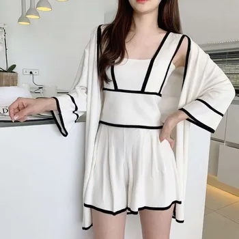 2019 Women Summer Knitted Vest Tops Cardigan Elastic Waist Shorts 3 Pieces Sets Knitting Short Pants Suits
2019 Women Summer Knitted Vest Tops Cardigan Elastic Waist Shorts 3 Pieces Sets Knitting Short Pants Suits