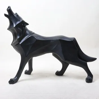 

Abstract Totem Wolf Dog Statue Sculpture Geometric Resin Furnishing Home Decoration Accessories Modern Ornament Gifts Crafts