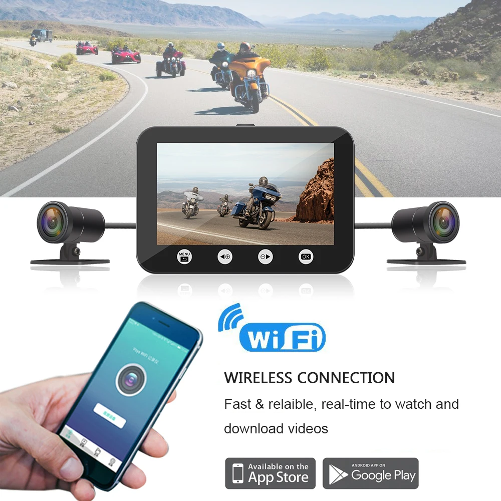 VSYS P4.5 4.5'' LCD WiFi Dual 1080P Camera Motorcycle Dash Cam Recorder SONY Starvis Waterproof Motorcycle DVR-Voltmeter Feature
VSYS P4.5 4.5'' LCD WiFi Dual 1080P Camera Motorcycle Dash Cam Recorder SONY Starvis Waterproof Motorcycle DVR-Voltmeter Feature