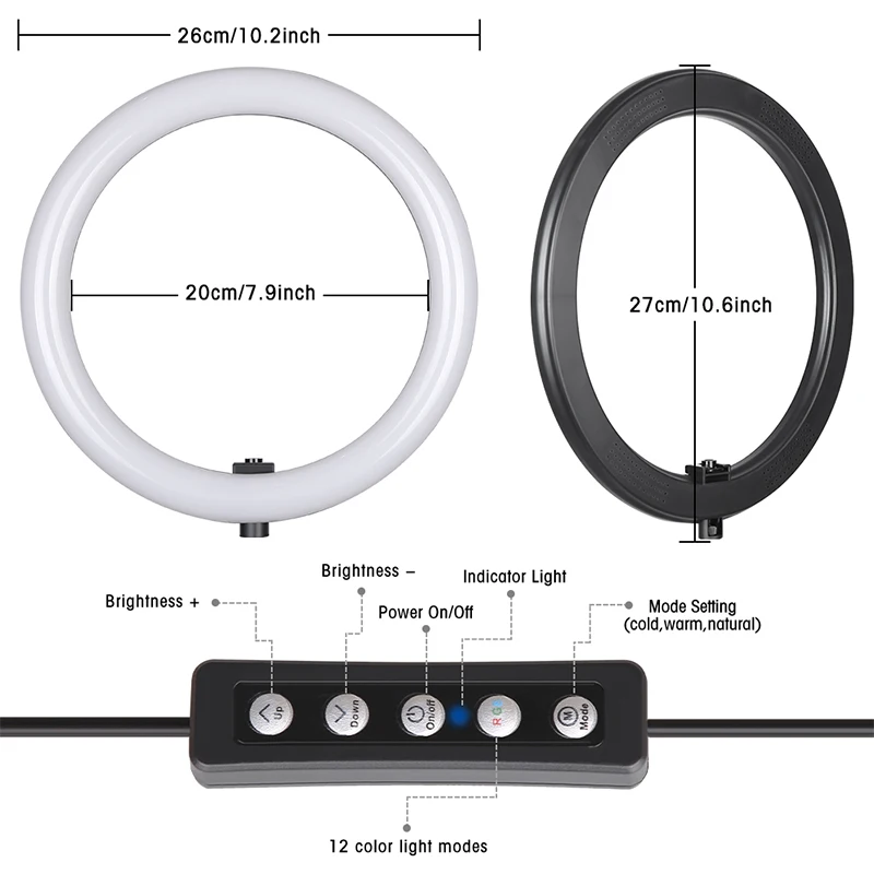 SH 10/12/14 Inch RGB Selfie Ring Light With Stand Tripod Photo Studio LED 15 Color Dimmable Ring Lamp For Phone Makeup SH 10/12/14 Inch RGB Selfie Ring Light With Stand Tripod Photo Studio LED 15 Color Dimmable Ring Lamp For Phone Makeup