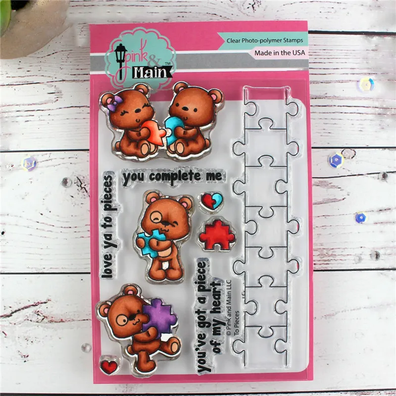 

YaMinSanNiO Puzzle Animal Cute Bear Clear Stamps Scrapbooking For Making Cards Decorative Embossing DIY Crafts Stencils New 2019