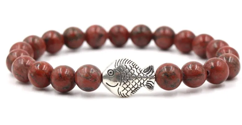 8mm cxg3 ball elastic thread adjusted nature black stone volcanic lava bead Metal fish Bracelet Reiki Chakra Fashion Jewelry | Украшения и