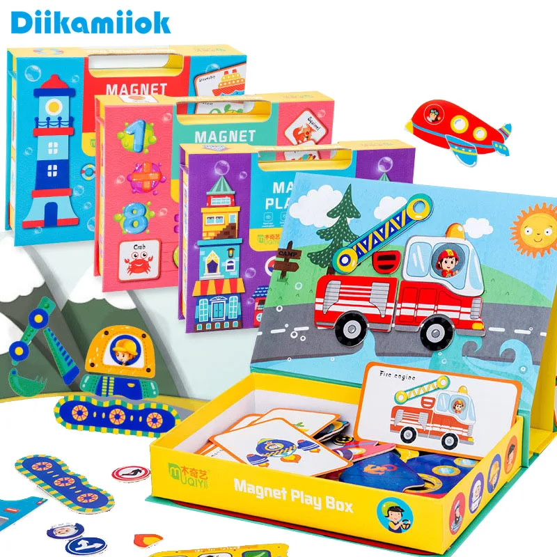 Baby Early Educational Toy Fun Magnetic Puzzle Game Box Traffic Marine Animal/ Building Cartoon Wooden Jigsaw Toys for Children 
Baby Early Educational Toy Fun Magnetic Puzzle Game Box Traffic Marine Animal/ Building Cartoon Wooden Jigsaw Toys for Children