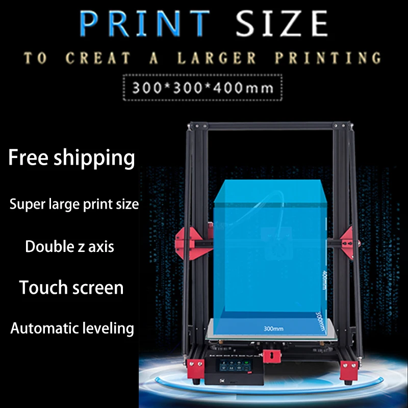 3D Printer High Precision printing professional large Size 300*300*400Touch Screen dual z axis cheap diy prusa i3 3d priters kit
3D Printer High Precision printing professional large Size 300*300*400Touch Screen dual z axis cheap diy prusa i3 3d priters kit