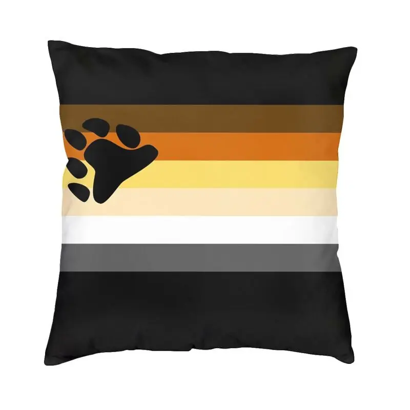 Bear Pride Flag Throw Pillow Covers Bedroom Decoration Modern GLBT LGBT Gay Paw Cushion Salon Square Pillowcase | Дом и сад