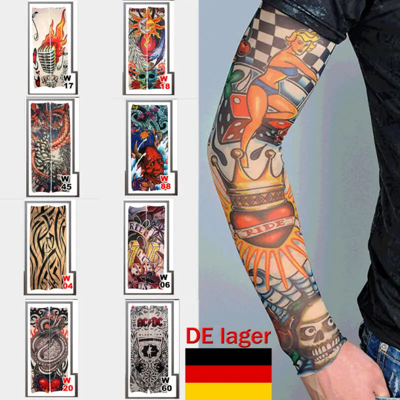 New Cycling Tattoo Arm Warmers Bicycle UV Protect Elastic Sleeve Cover Random