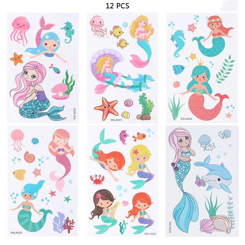 12 Sheets Cute Mermaid Tattoo Children Waterproof Cartoon Tattoo Stickers Environmentally Friendly Stickers for Boys Girls
12 Sheets Cute Mermaid Tattoo Children Waterproof Cartoon Tattoo Stickers Environmentally Friendly Stickers for Boys Girls