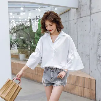 WOMENGAGA 2020 Summer New Solid Blouse Casual Loose Notched Patchwork Single-breasted Flare Sleeve Fashion Streetweara328 
WOMENGAGA 2020 Summer New Solid Blouse Casual Loose Notched Patchwork Single-breasted Flare Sleeve Fashion Streetweara328