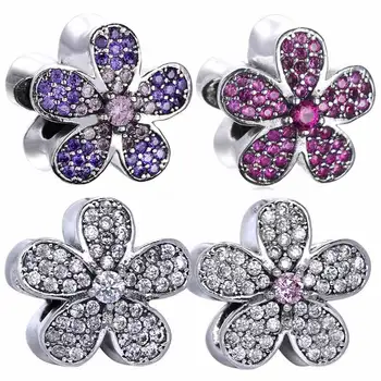 New 925 Sterling Silver Bead Charm Dazzling Daisy With Multicolor Cubic Zirconia Beads Fit Bracelet Bangle DIY Jewelry
New 925 Sterling Silver Bead Charm Dazzling Daisy With Multicolor Cubic Zirconia Beads Fit Bracelet Bangle DIY Jewelry