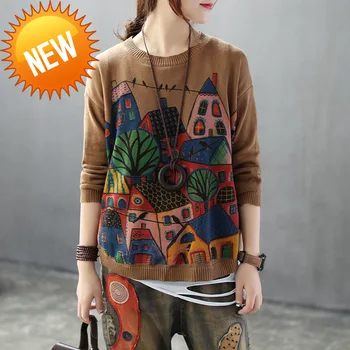 Pull Vintage Femme Long Sleeve Spring Autumn Loose Pullover Female Mori Girls Town Pattern Thin Knitted Sweater Casual Printed
Pull Vintage Femme Long Sleeve Spring Autumn Loose Pullover Female Mori Girls Town Pattern Thin Knitted Sweater Casual Printed