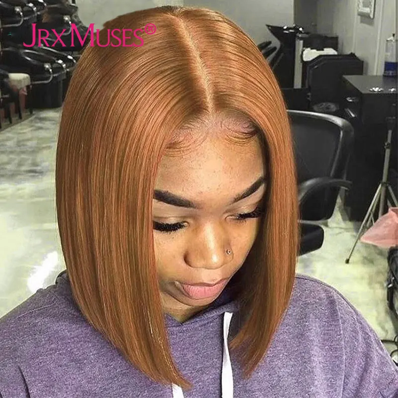 

JRX MUSES Brown Blonde Human Hair Wigs 13x4 lace wig Preplucked Short Bob Wig For Black Women Remy