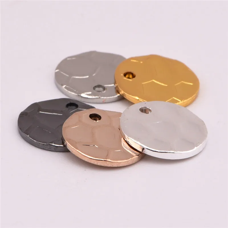 

10mm Round Spherical Single Hole Embossed Copper Disc Pendant Bracelet Pendant DIY Jewelry Accessories