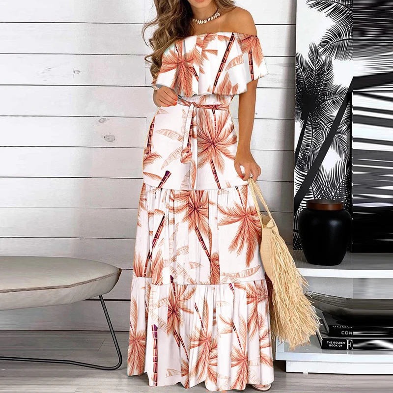 Fashion Sexy Slash Neck Butterfly Print Women Maxi Dress Elegant Casual Short Sleeve Ruffle Dress Lady Backless Party Dress Belt
Fashion Sexy Slash Neck Butterfly Print Women Maxi Dress Elegant Casual Short Sleeve Ruffle Dress Lady Backless Party Dress Belt