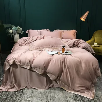 Spring and Summer 60 Solid Color Double-Sided Lenzing Tencel Embroidered Four-piece Set Viscose Bare Sleeping Silky Bedding Mult
Spring and Summer 60 Solid Color Double-Sided Lenzing Tencel Embroidered Four-piece Set Viscose Bare Sleeping Silky Bedding Mult