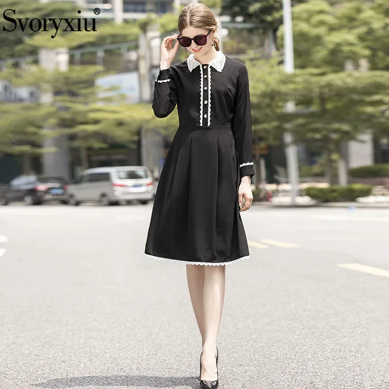 Svoryxiu 2019 New Autumn Winter Runway Black Dress Women's Long Sleeve White Lace Embroidery Dresses Vestdios
Svoryxiu 2019 New Autumn Winter Runway Black Dress Women's Long Sleeve White Lace Embroidery Dresses Vestdios