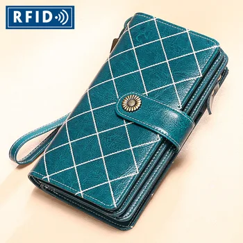 Women's leather wallets long large-capacity clutch multi-function wallets European and American women's tri-fold wallets 
Women's leather wallets long large-capacity clutch multi-function wallets European and American women's tri-fold wallets