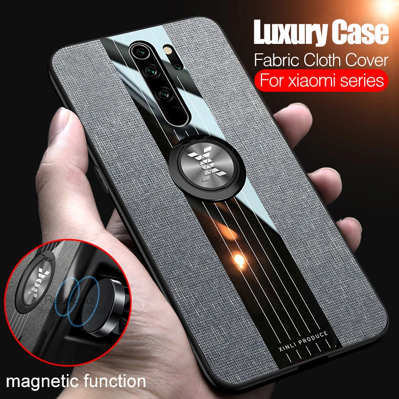 Fabric Case For xiaomi mi 9T A3 mi9 lite 9 se note 10 Magnetic Holder ring stand back cover redmi 8 pro 8a 7 silicone Coque | Мобильные