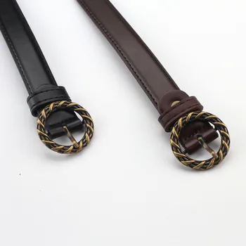 Women Men Belts Imitation Leather Retro Alloy Round Buckle Thin Belt Black Casual Jeans Accessories
Women Men Belts Imitation Leather Retro Alloy Round Buckle Thin Belt Black Casual Jeans Accessories